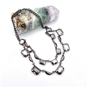 WHBM Rectangular Layered Mirror Negative Reflection Layered Statement Necklace